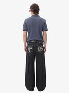Pleated precipice Graphic Print Wide Leg Pants