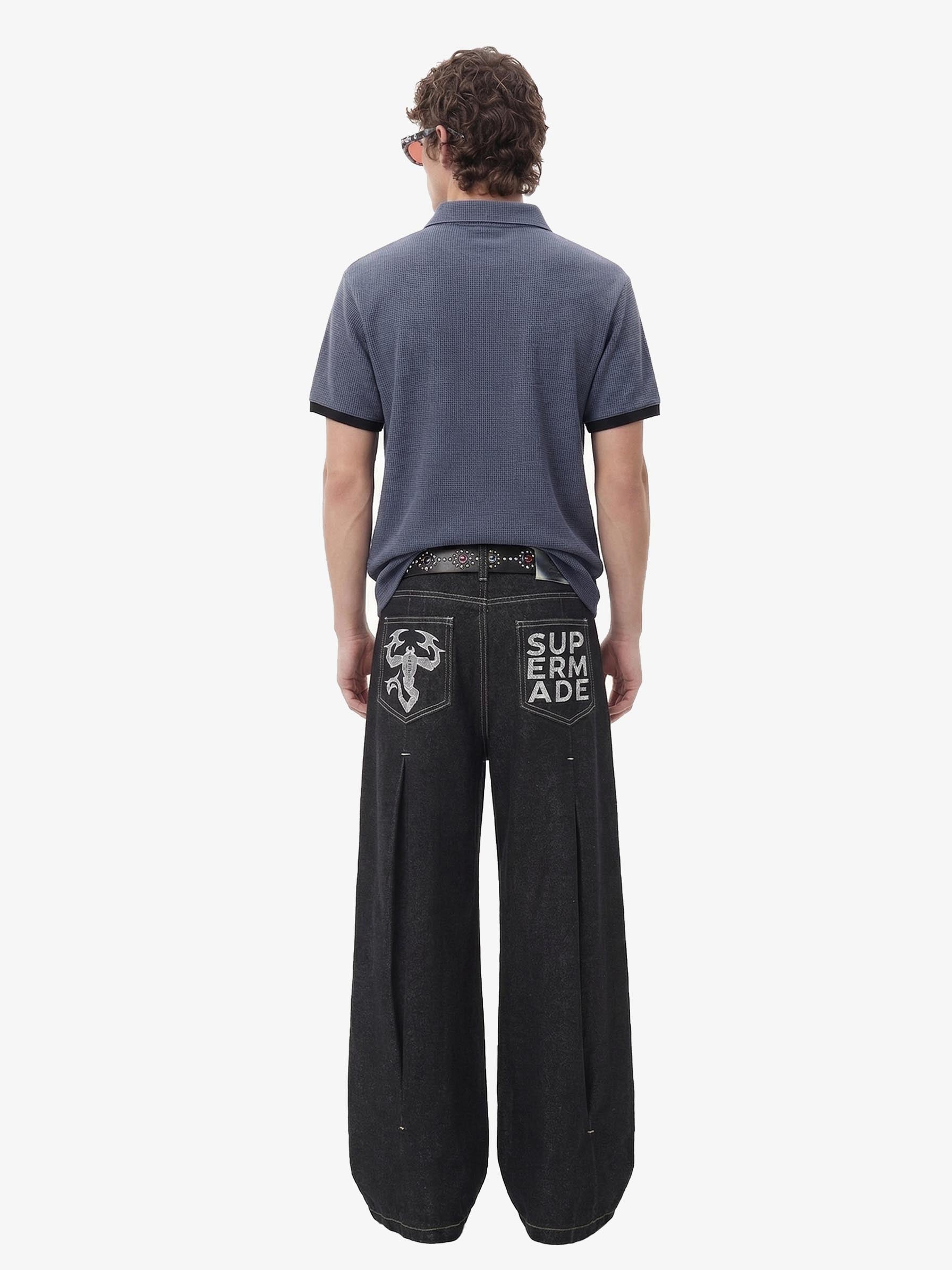 Pleated precipice Graphic Print Wide Leg Pants