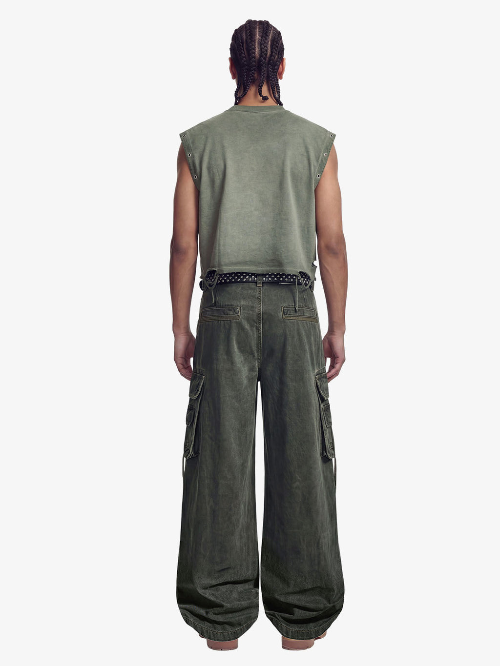 Washed Safety Pin Graphic Cargo Pants
