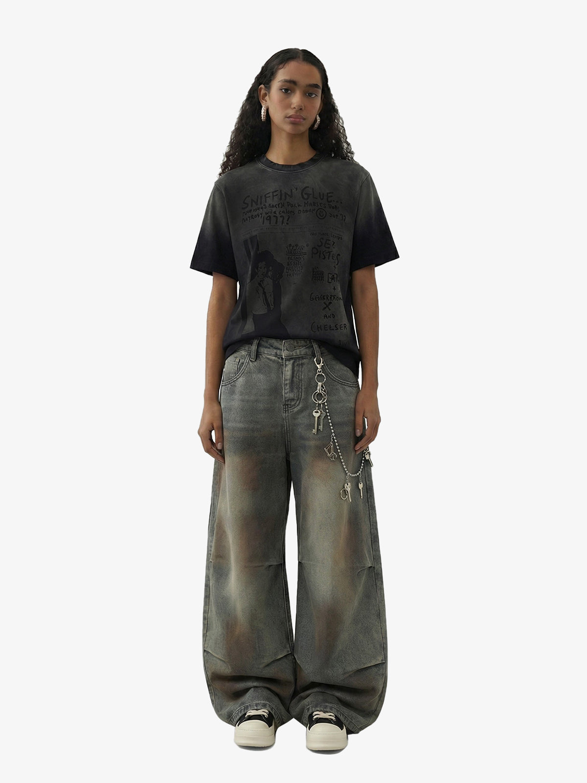 Washed Graphic Print Cotton T-Shirt