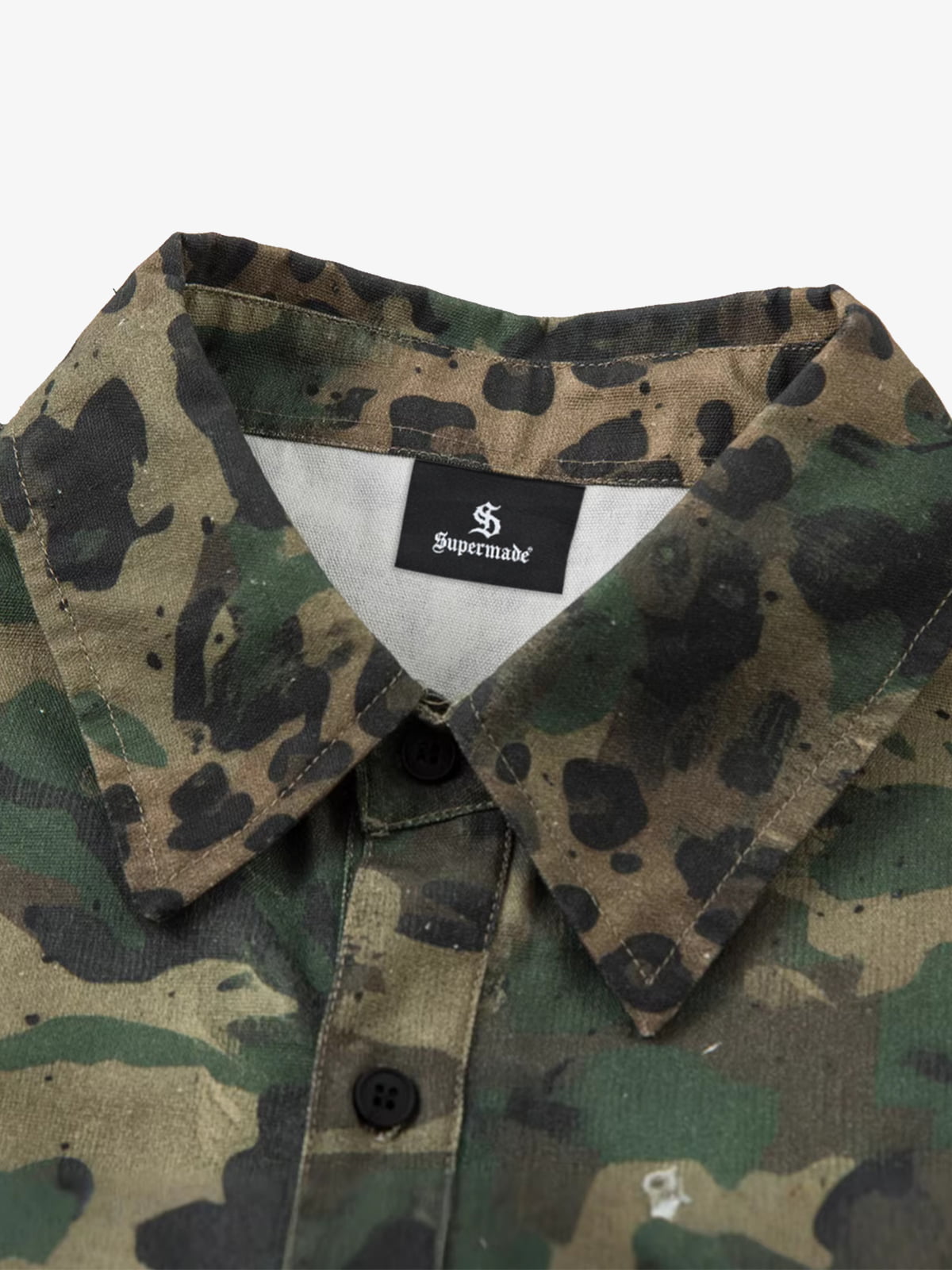 Camo Leopard Patchwork Button Up Shirt