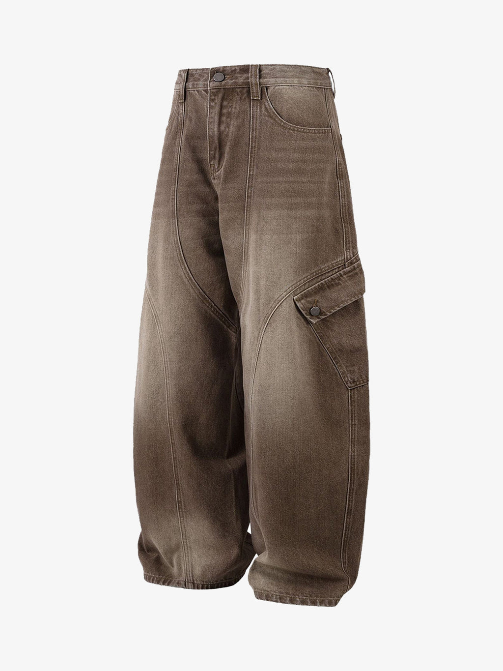 Vintage Washed Workwear Barrel Jeans - 2593