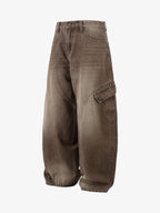 Vintage Washed Workwear Barrel Jeans - 2593