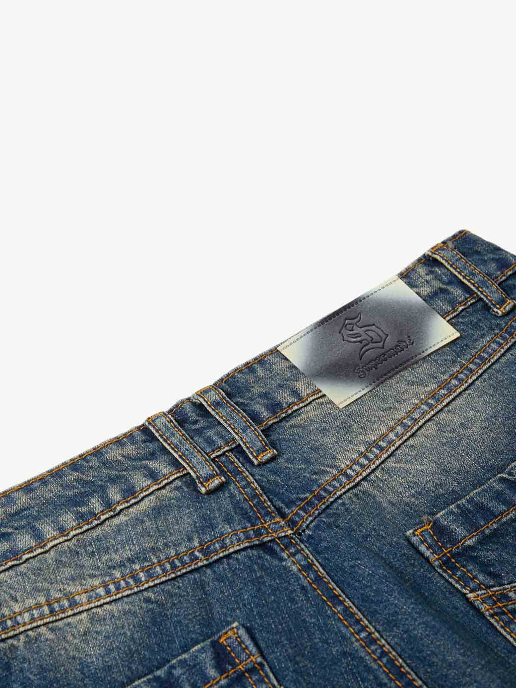 Vintage Washed Distressed Straight-Leg Jeans