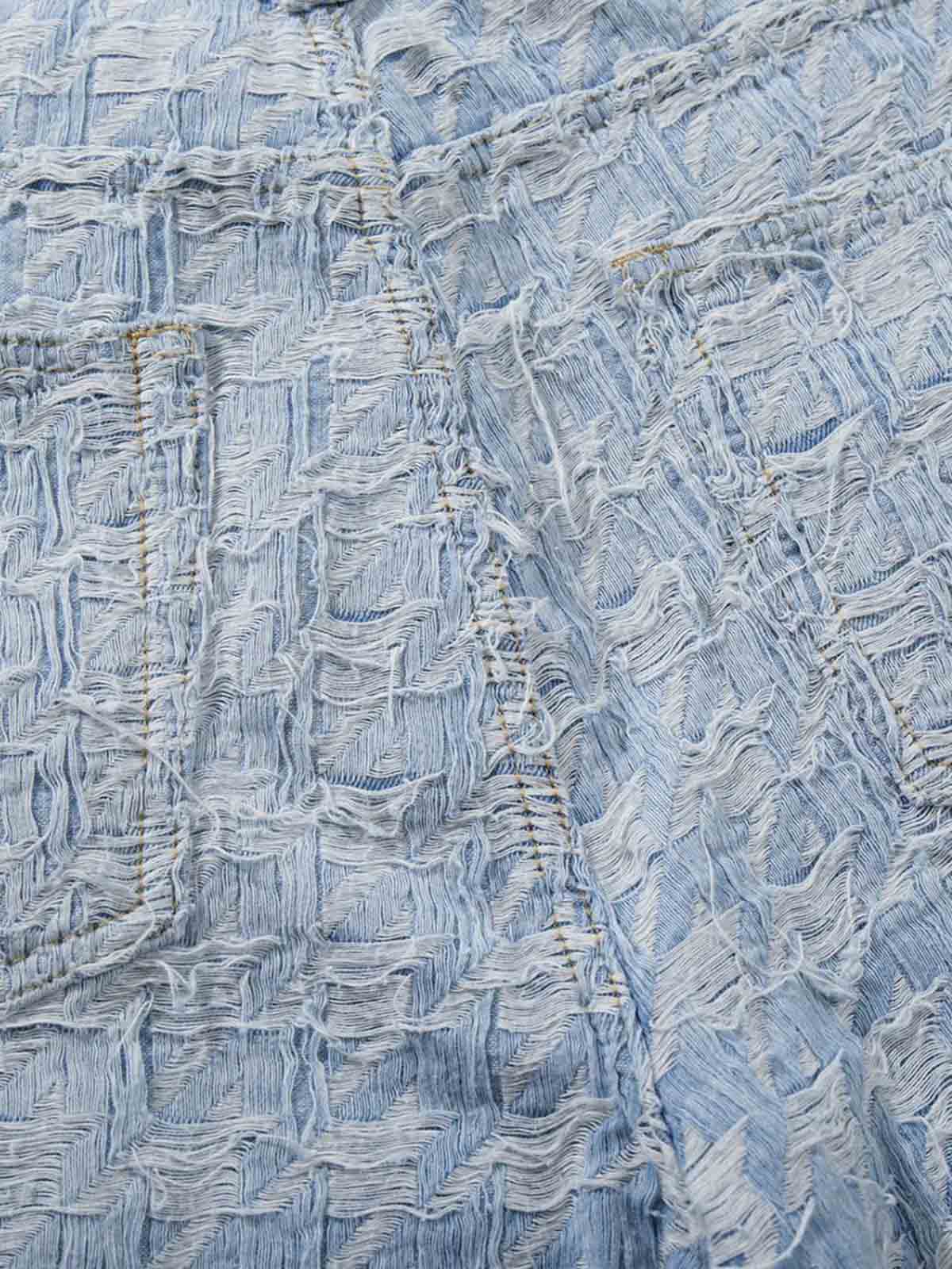 Distressed Frayed Textured Denim Jeans