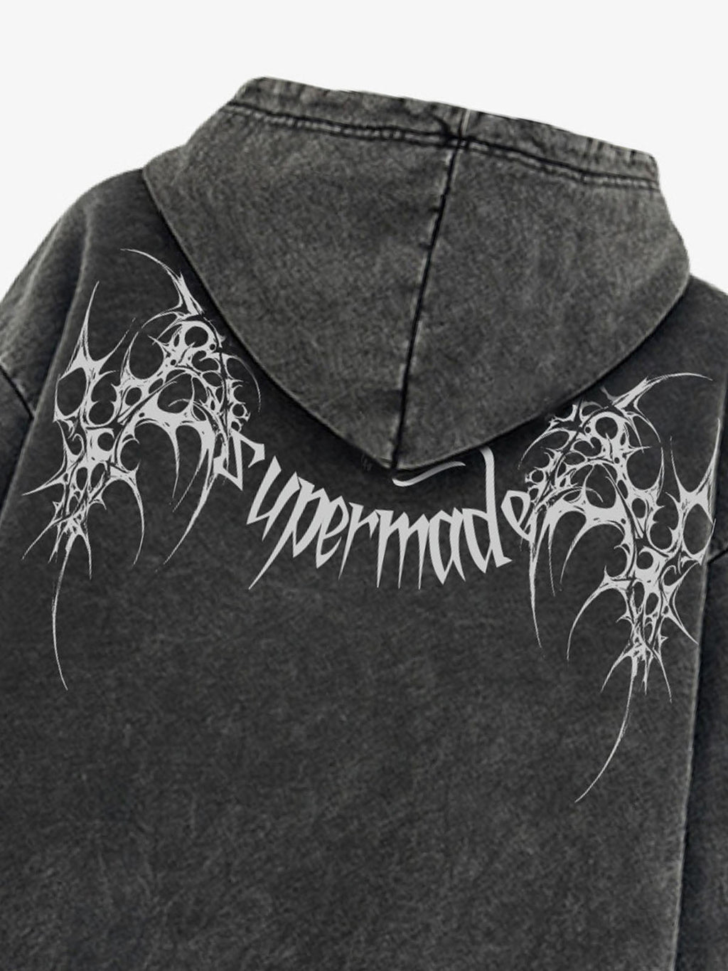 Washed Gothic Spike Letter Hoodie