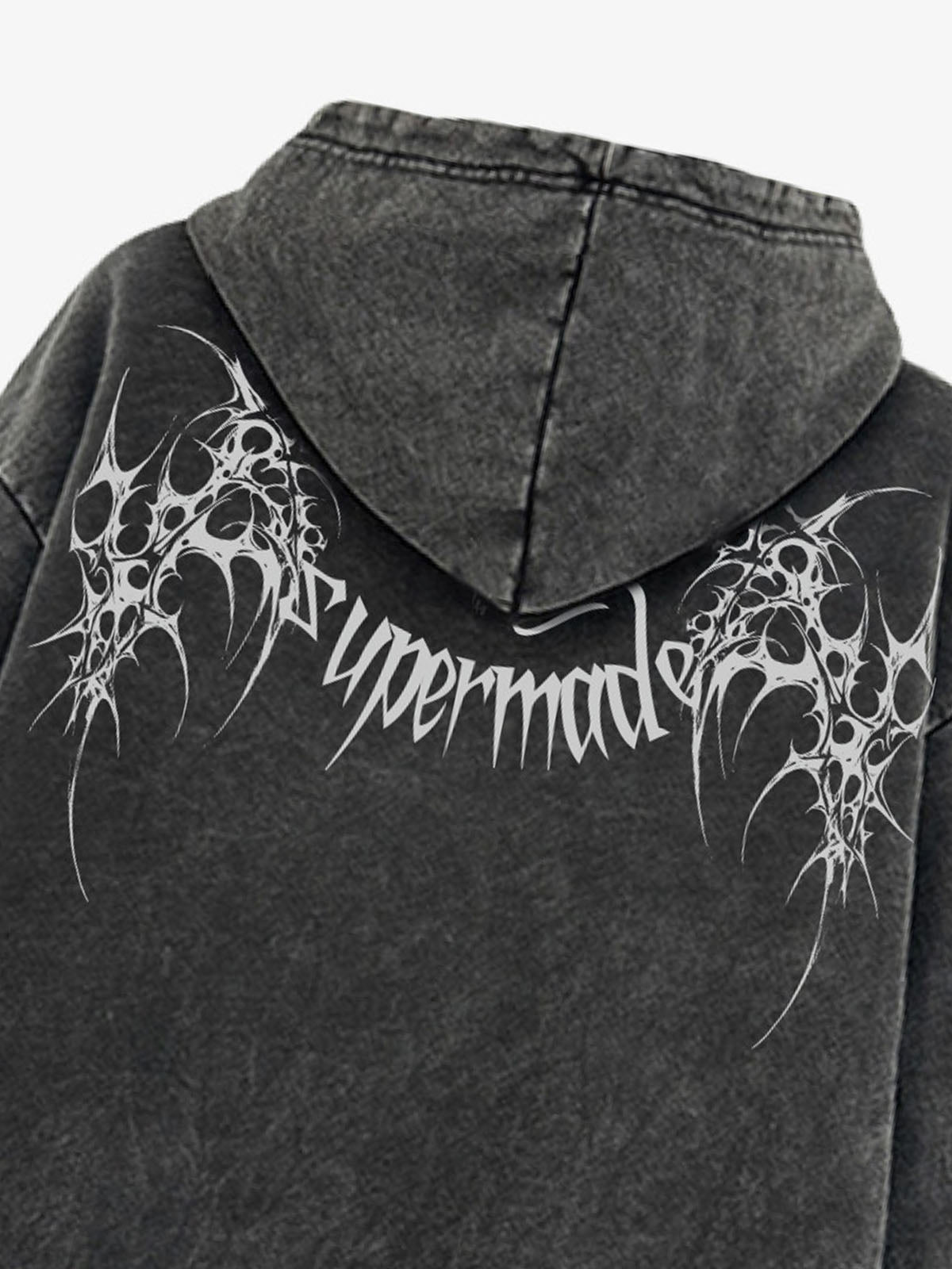 Washed Gothic Spike Letter Hoodie