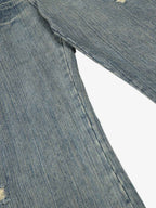 High Waist Distressed Barrel Denim Jeans