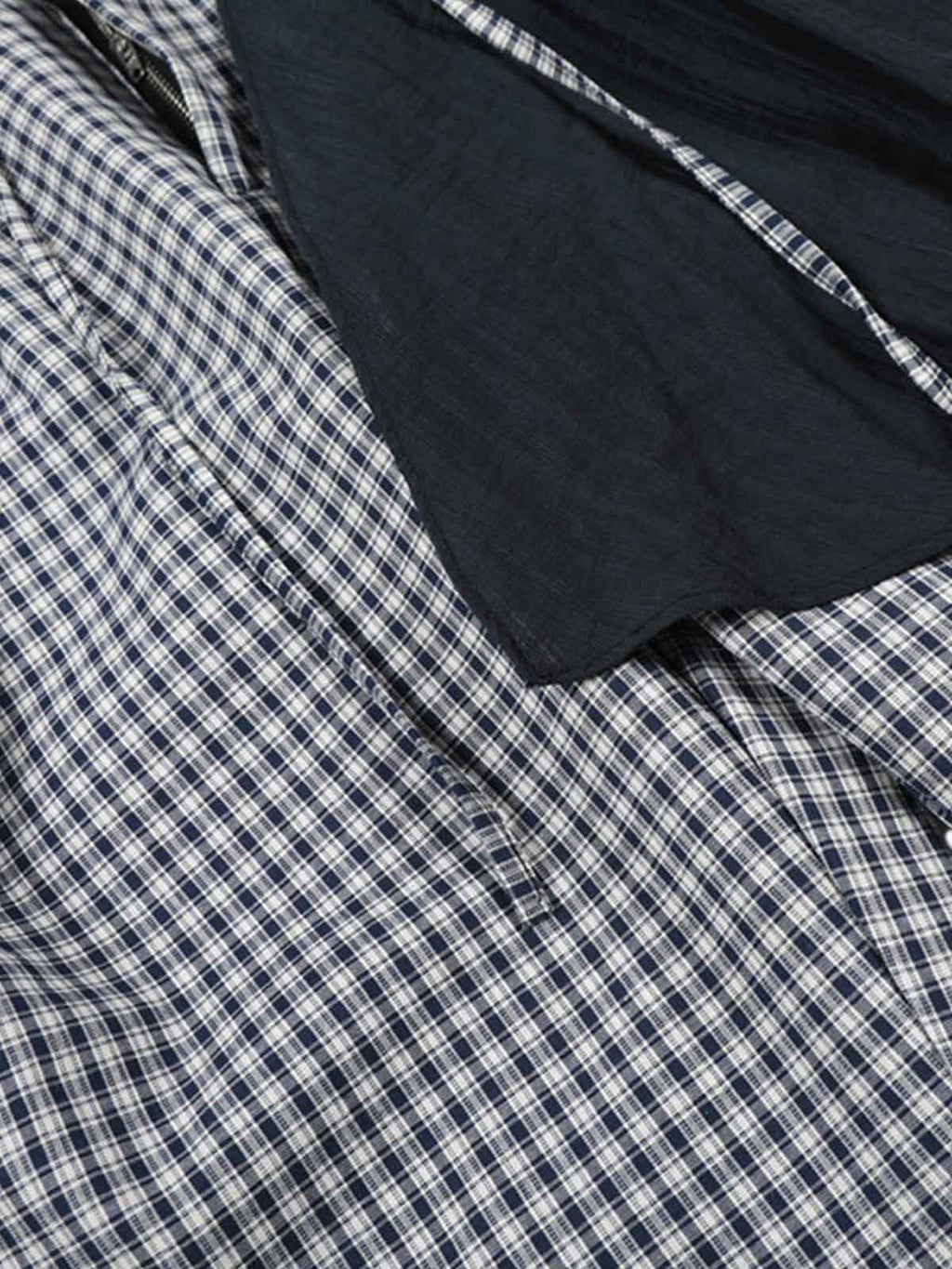 Checkered Pleated Detachable Front Panel Drawstring Pants