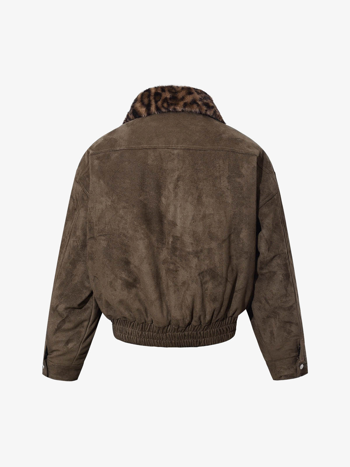Retro Leopard Fur Collar Padded Bomber Jacket