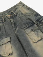 Washed Scorpion Print Multi Pocket Cargo Pants