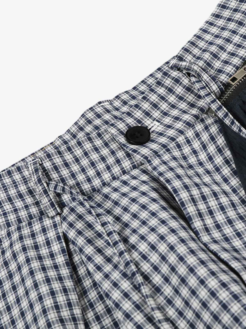 Checkered Pleated Detachable Front Panel Drawstring Pants