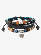Layered Beaded Leather Bracelet