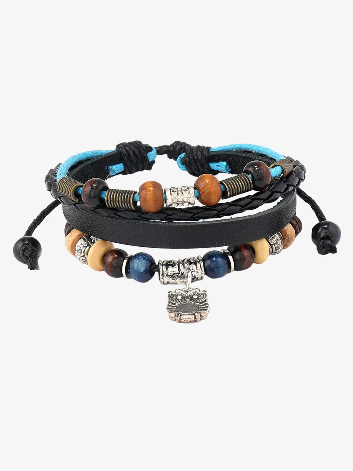Layered Beaded Leather Bracelet
