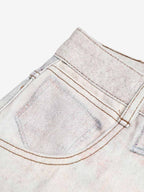 Vintage Wash Collage Print Curved Leg Denim Jeans