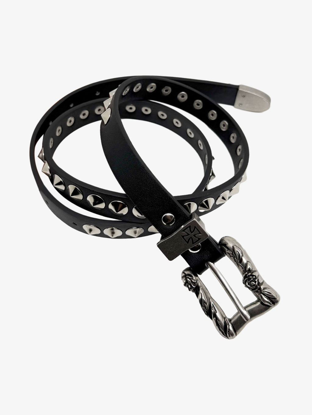 Gothic Cross Studded PU Leather Belt with Alloy Buckle