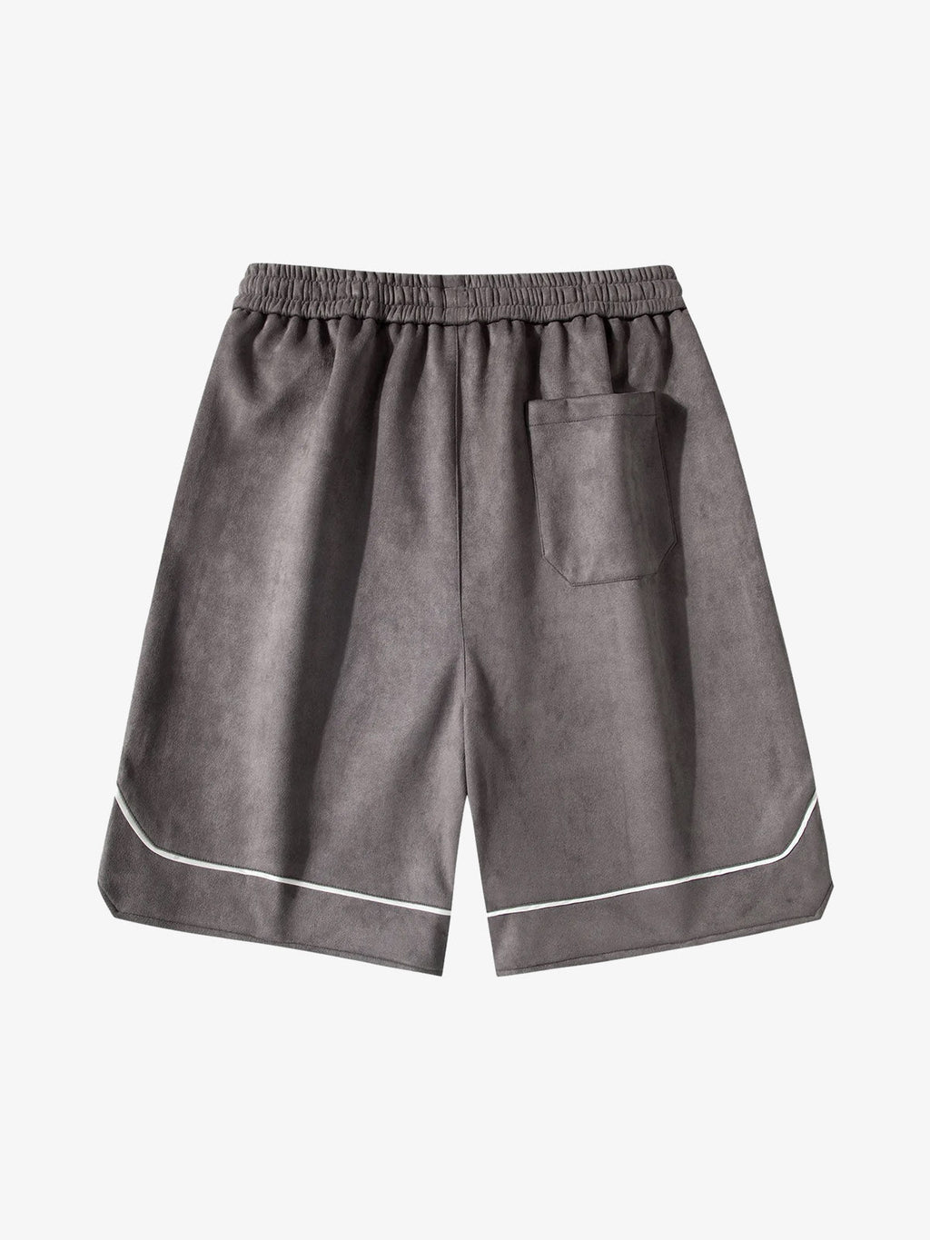 Retro Letter-Stamped Suede Drawstring Shorts