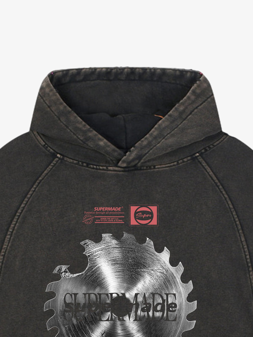 Industrial Saw Blade Graphic Cropped Hoodie