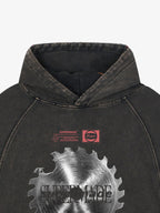 Industrial Saw Blade Graphic Cropped Hoodie