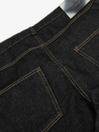 Leopard Print Trim Washed Jeans