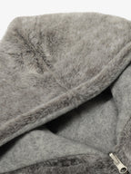 Retro Reversible Fleece Lined Zip-up Hooded Jacket
