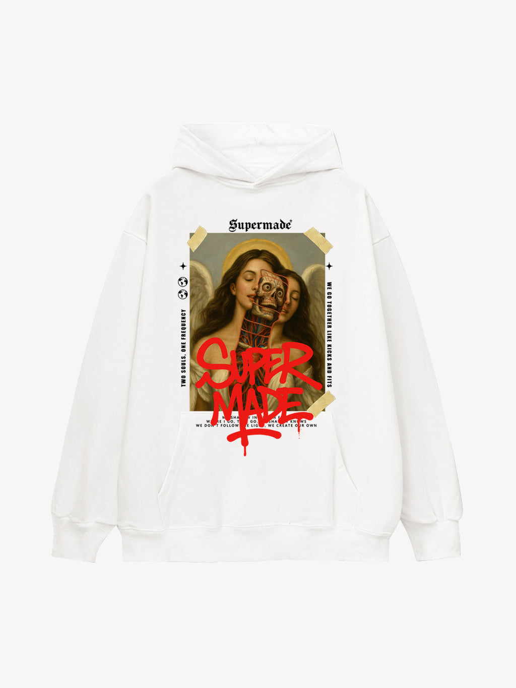 Skull And Face Two Soul Pattern Hoodie