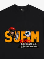 SUPM Trendy Hip-Hop Monkey Graffiti Font T-Shirt