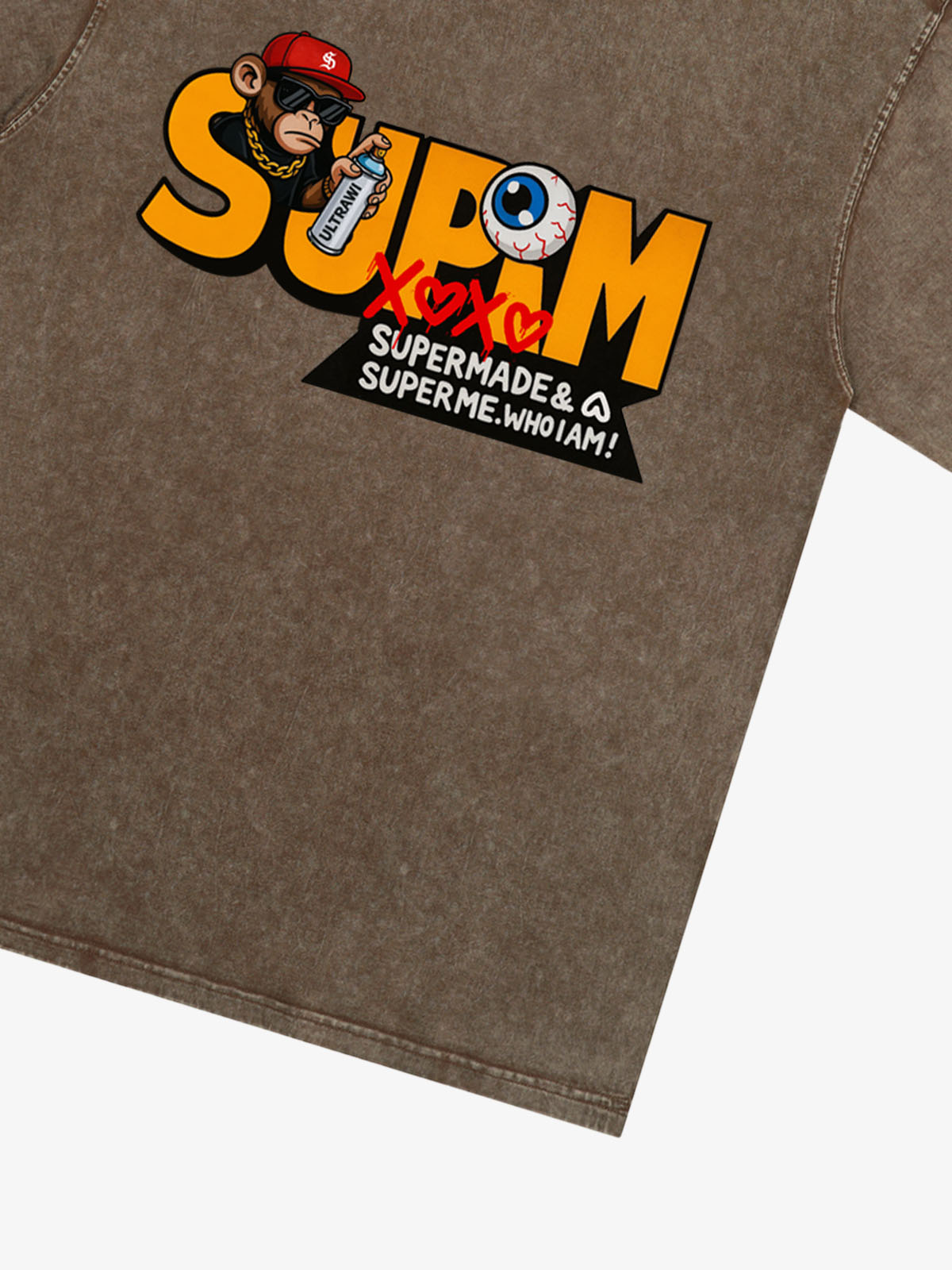 SUPM Trendy Hip-Hop Monkey Graffiti Font T-Shirt