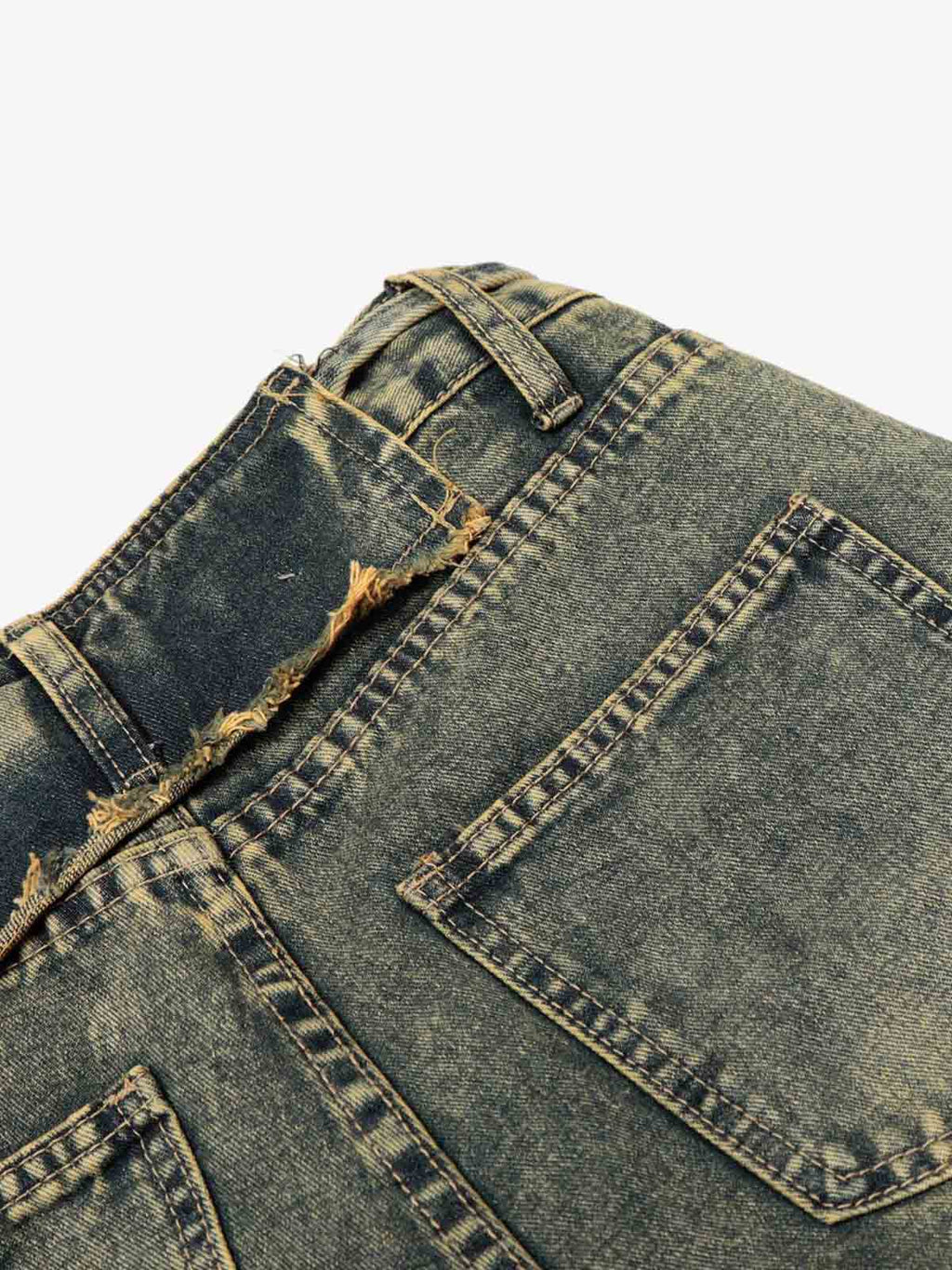 Layered Waist Tie Detail Vintage Wash Jeans