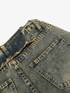 Layered Waist Tie Detail Vintage Wash Jeans