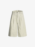 Cotton Pleated Wide Leg Jorts