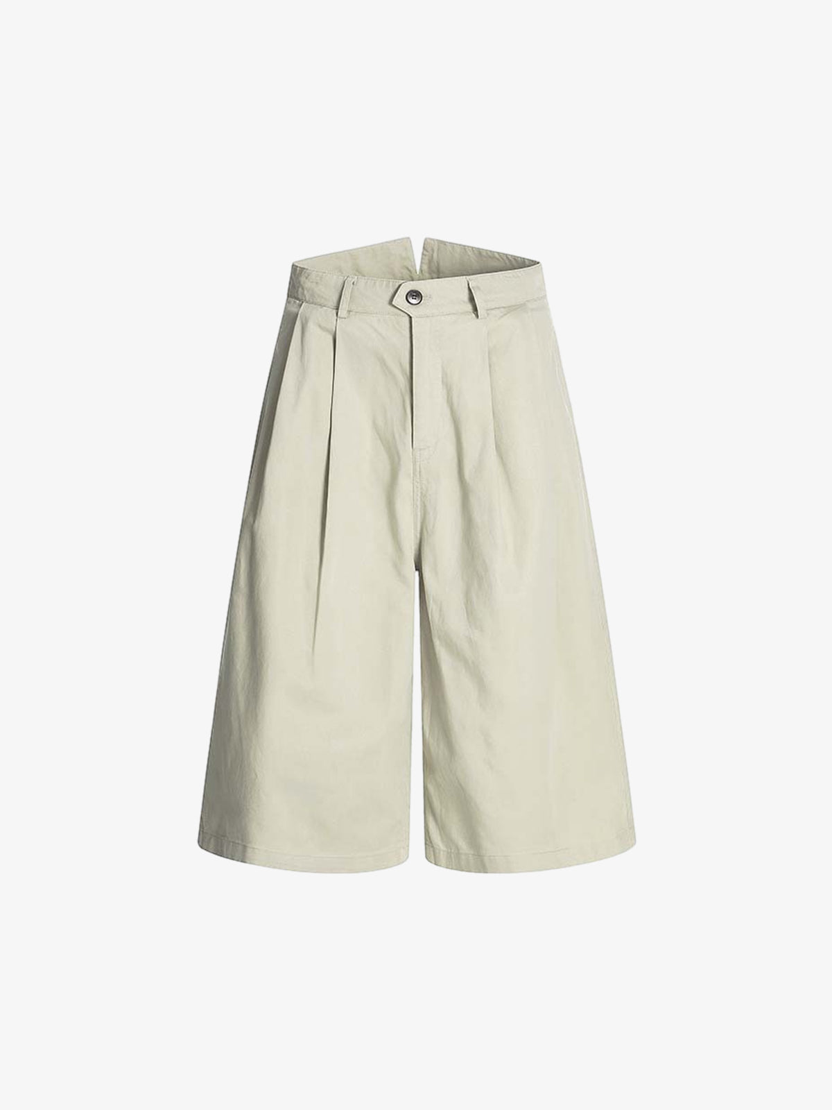 Cotton Pleated Wide Leg Jorts