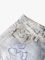 Hand Drawn Scribble Print Baggy Jeans