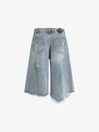 Distressed Light Wash Denim Jorts