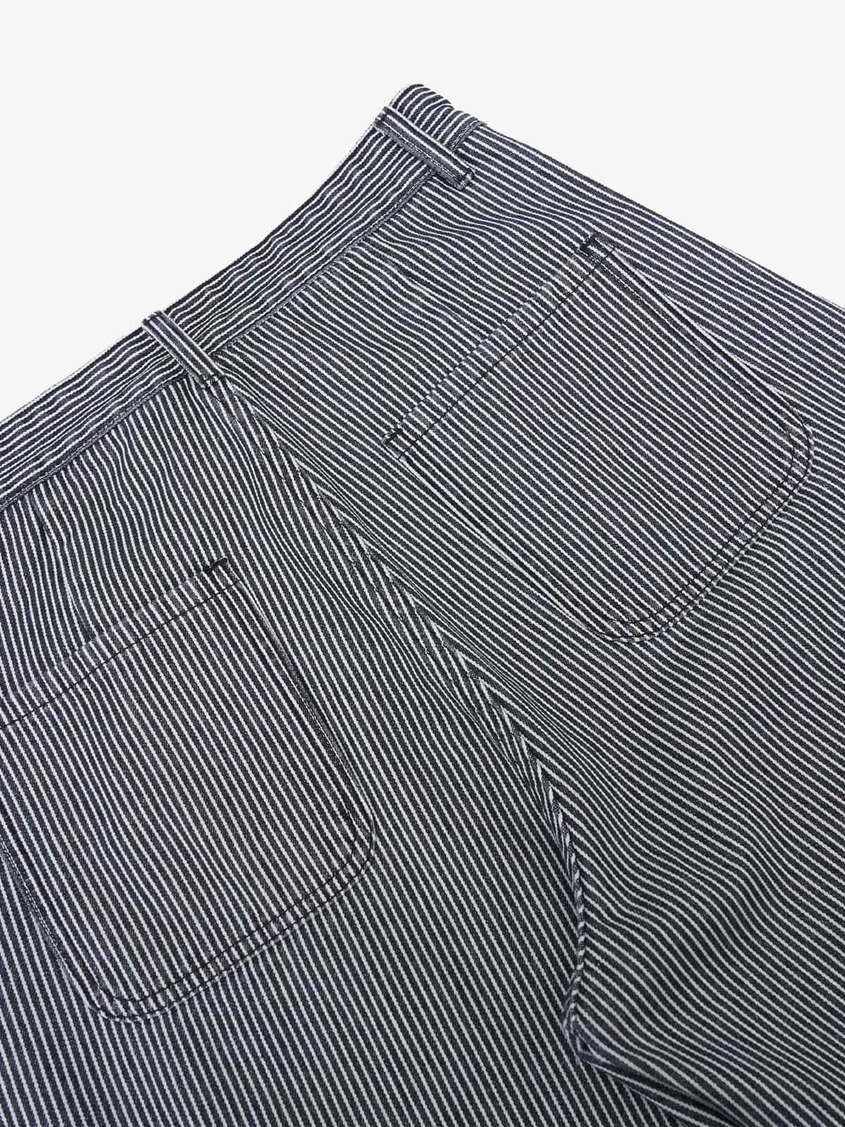 Retro Striped Colorblock Barrel Jeans