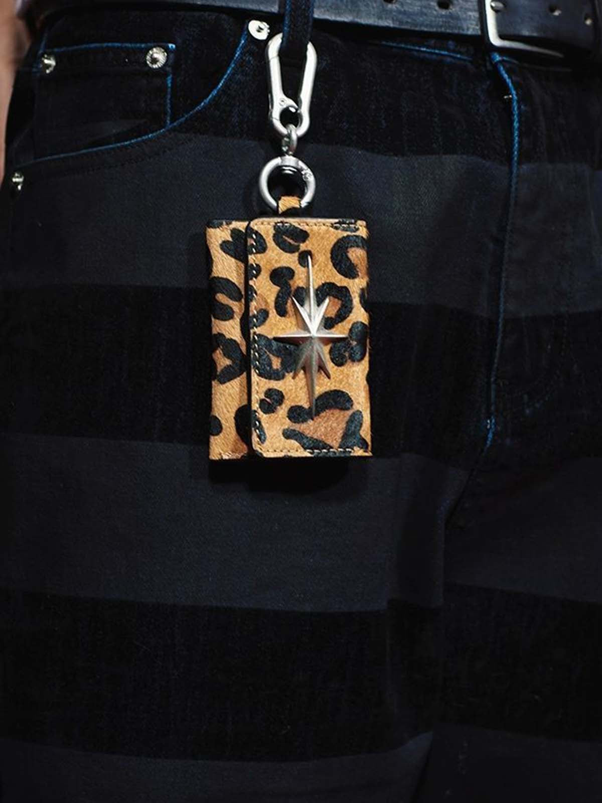 Streetwear Star Emblem Leather&Leopard Keychain Card Holder