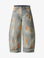 Distressed Paint Washed Wide Leg Pants