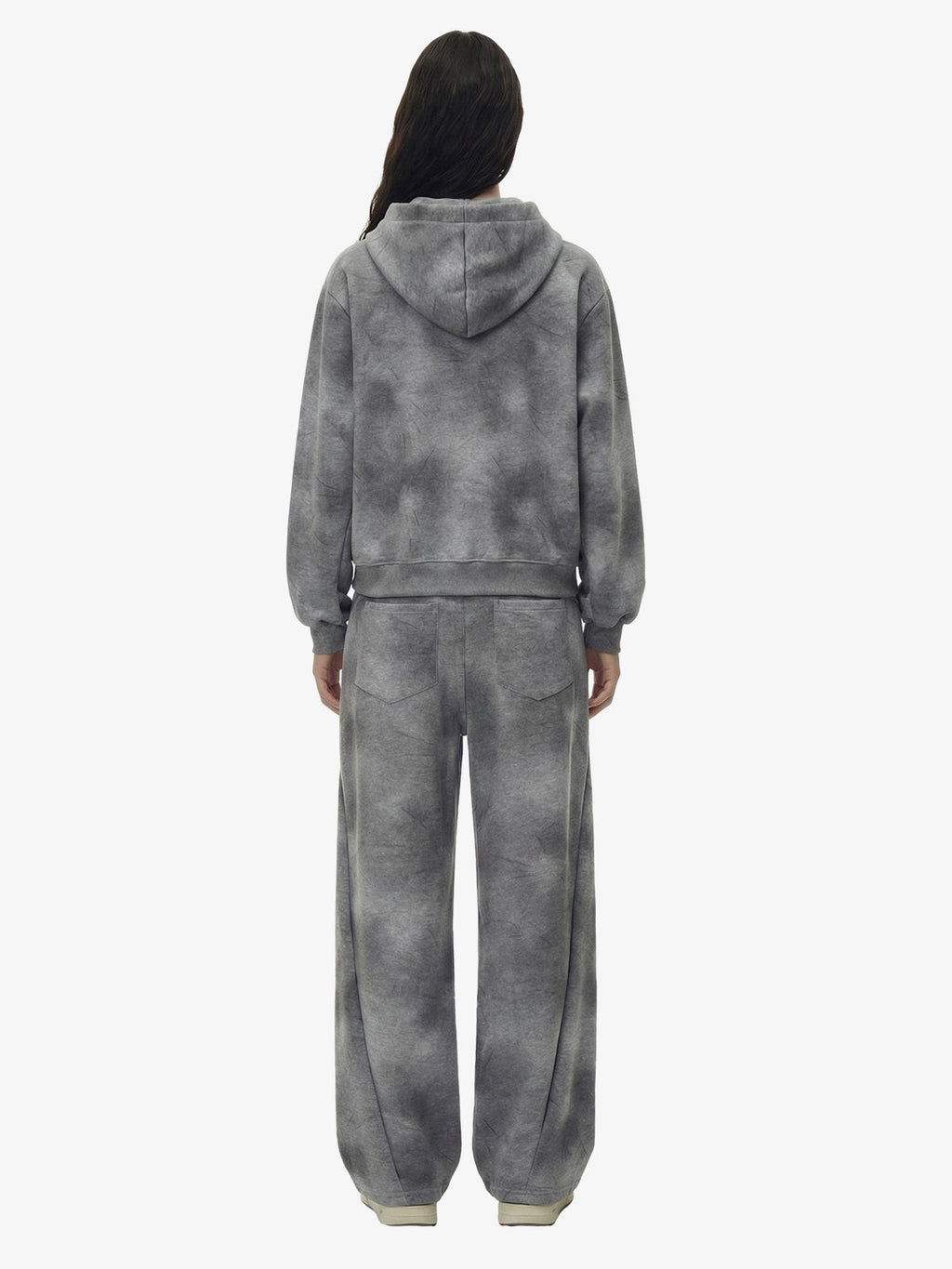 Vintage Washed Tie-Dye Zip Up Hoodie & Barrel Sweatpants Tracksuit