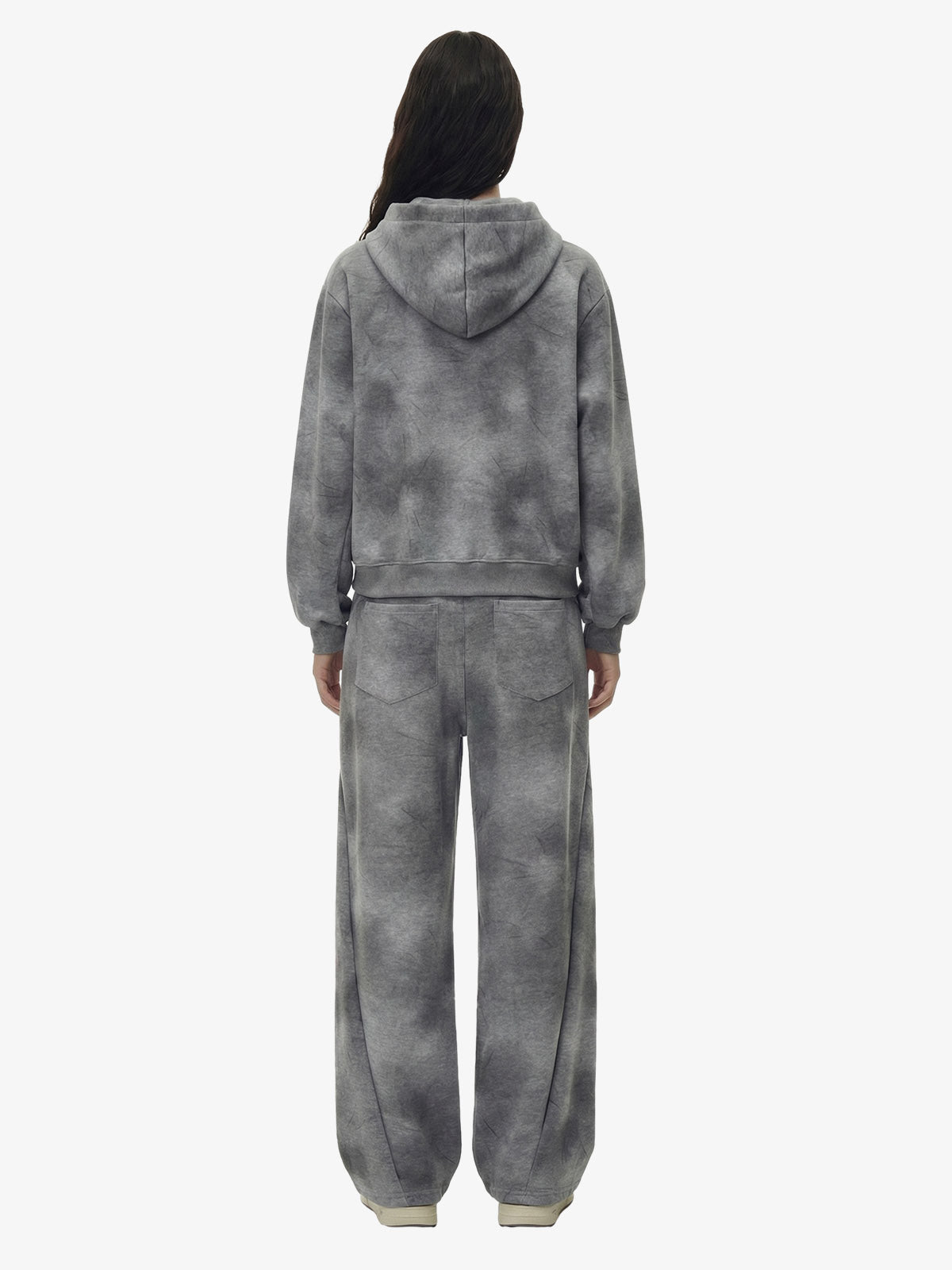 Vintage Washed Tie-Dye Zip Up Hoodie & Barrel Sweatpants Tracksuit