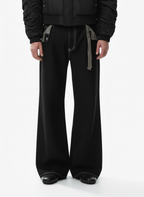 Vintage Plaid-Trim Tape-Belt Jeans