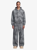 Vintage Washed Tie-Dye Zip Up Hoodie & Barrel Sweatpants Tracksuit