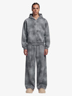 Vintage Washed Tie-Dye Zip Up Hoodie & Barrel Sweatpants Tracksuit