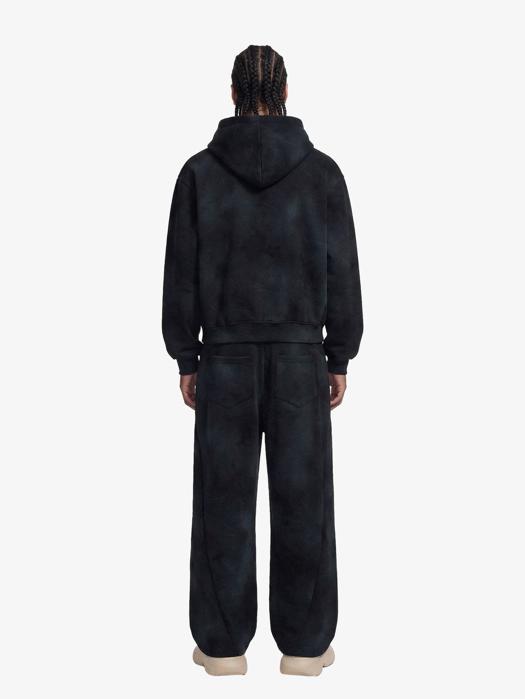 Vintage Washed Tie-Dye Zip Up Hoodie & Barrel Sweatpants Tracksuit