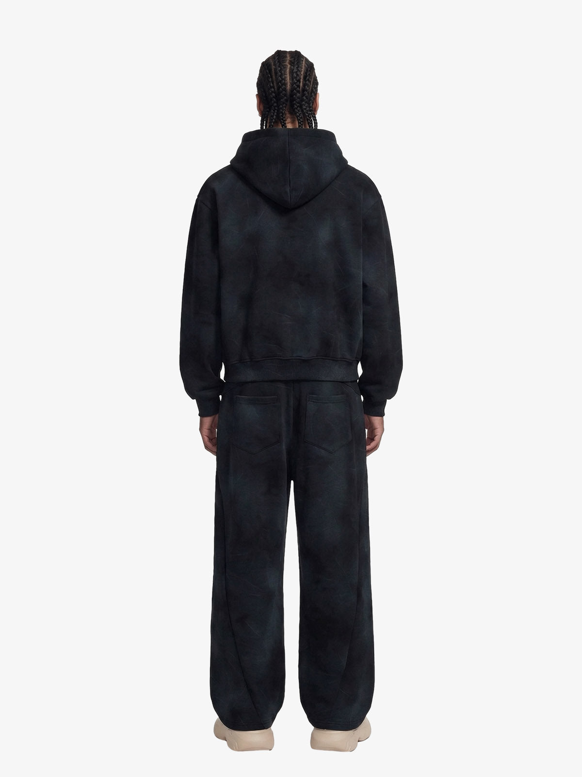 Vintage Washed Tie-Dye Zip Up Hoodie & Barrel Sweatpants Tracksuit
