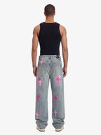 Vintage Washed Cross Patch Straight Leg Denim Jeans - 2605