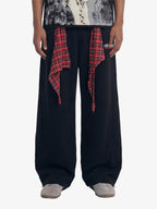 Street Detachable Plaid Waistband Machete Casual Pants