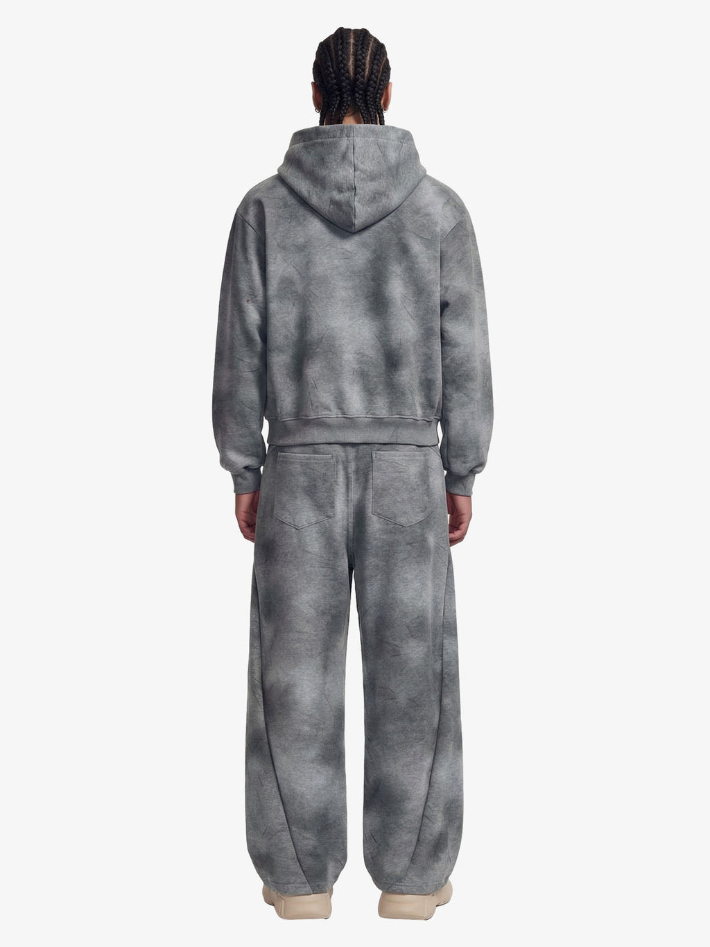 Vintage Washed Tie-Dye Zip Up Hoodie & Barrel Sweatpants Tracksuit