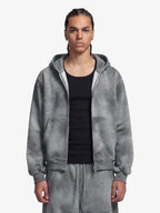 Vintage Washed Tie-Dye Zip Up Hoodie & Barrel Sweatpants Tracksuit