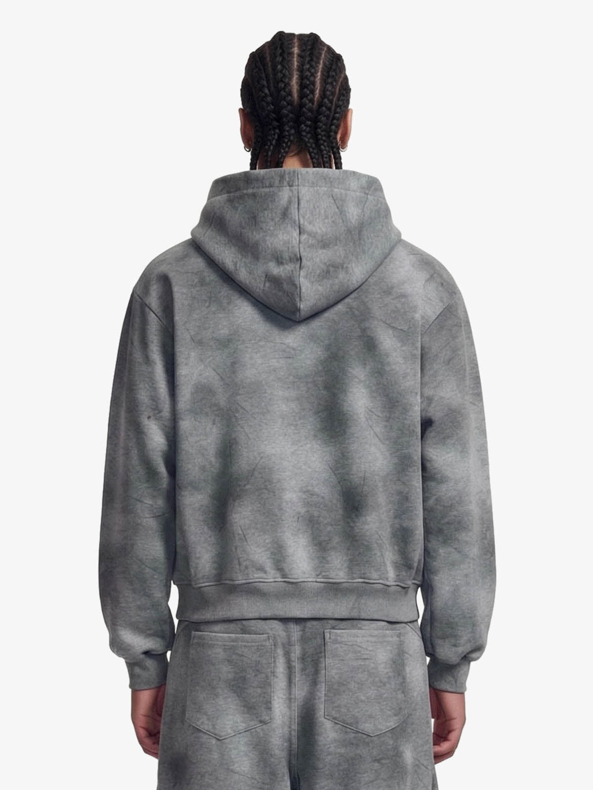 Vintage Washed Tie-Dye Zip Up Hoodie & Barrel Sweatpants Tracksuit