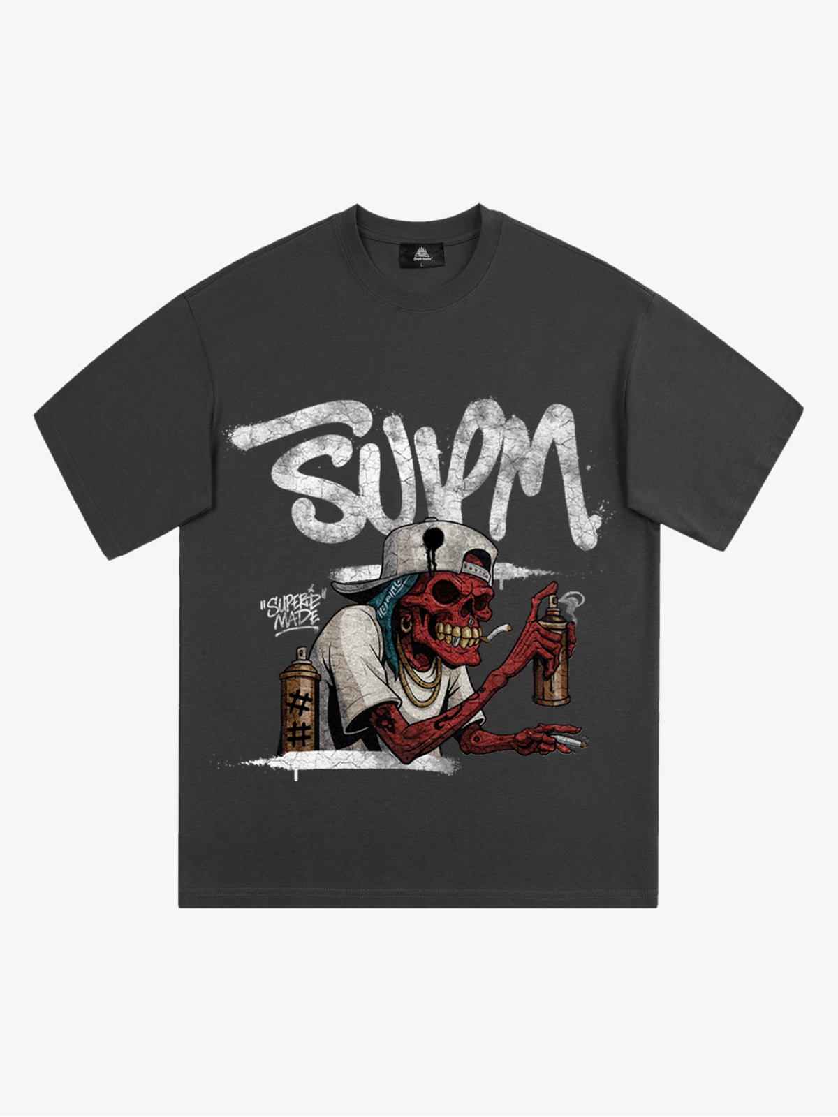 Street Trendy Skull Spray-Paint Graffiti Master T-Shirt